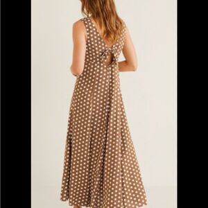 Brown Polka Dot Sleeveless Dress by Mango